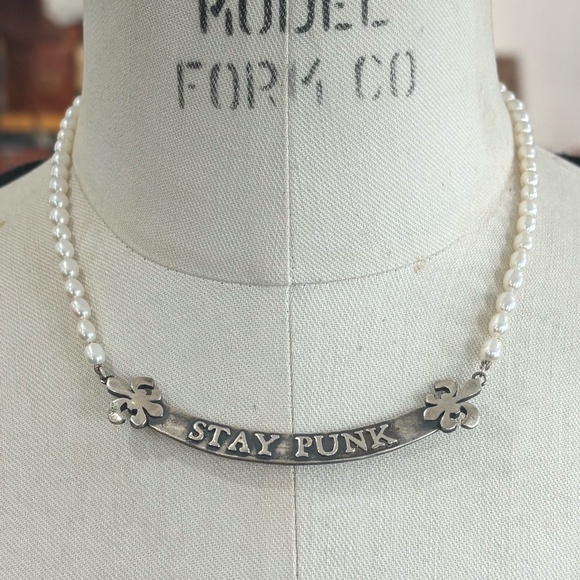 Coreterno Jewelry - Coreterno Freshwater Pearl and Sterling Silver "STAY PUNK" Necklace